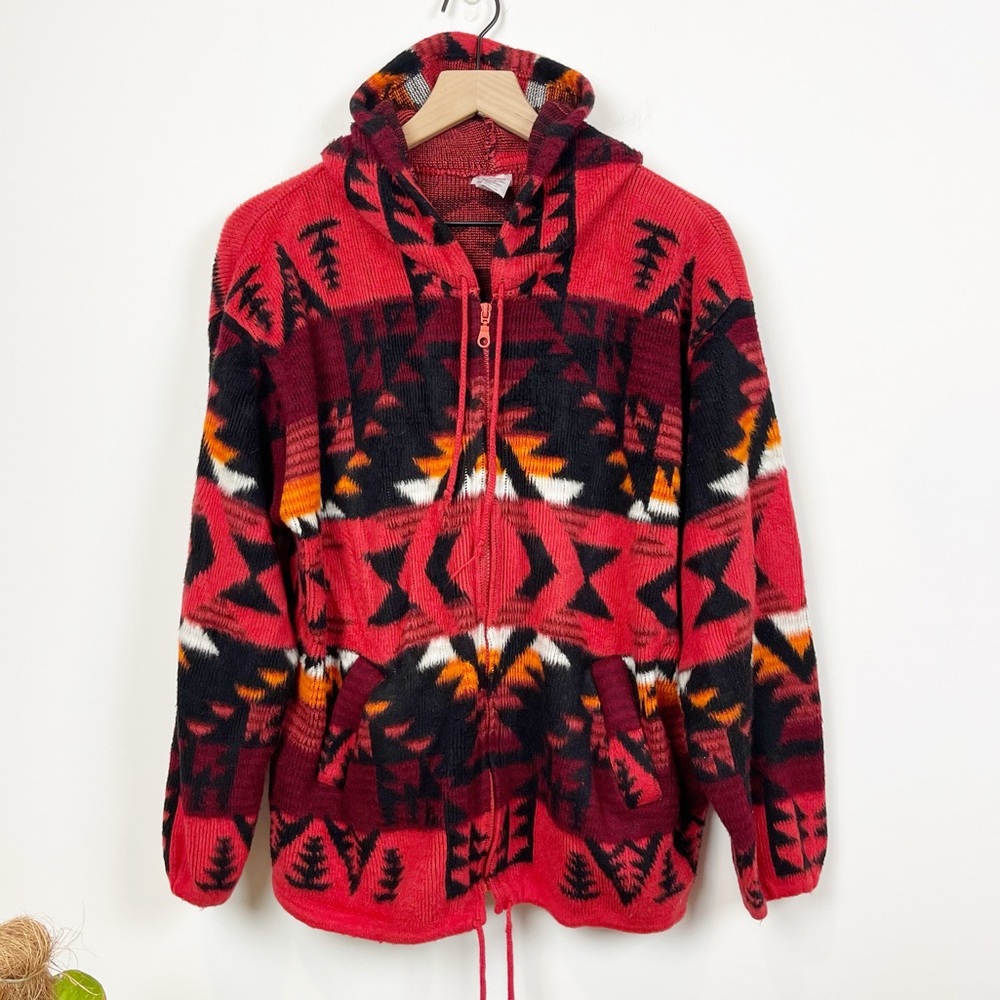 Vibrant Red Patterned Women's Utility Jacket